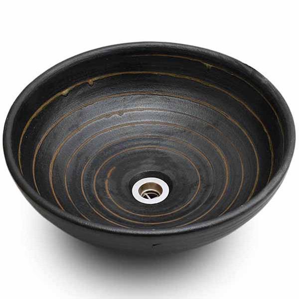 重蔵窯:利休信楽 手洗い鉢 015-40黒泥千引(くろ 信楽焼 手洗い 洗面 焼き物 015-40 ...