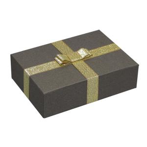 タケメキ TAKEMEKI 日本製 ギフトボックス リボン付き ゴールド L サイズ グレー 10.5×15×4.5cm