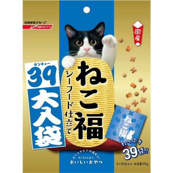 日清ペットフード:ねこ福 39大入り袋 シーフード仕立て 117g 猫 おやつ トッピング ふりかけ...