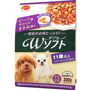 日本ペットフード:ビタワン君のWソフト 11歳以上 お肉を味わうビーフ味粒・やわらかささみ入り 4902112020944 ドッグフード ソフト｜cocoterrace