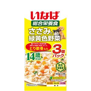 いなばペットフード:いなば ささみと緑黄色野菜 14歳からのとり軟骨入り 60g×3袋 4901133779725