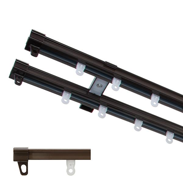 【メーカー直送】TOSO（トーソー） 伸縮式カーテンレール「AJ606」　ブラウン　ダブル0.6〜1...