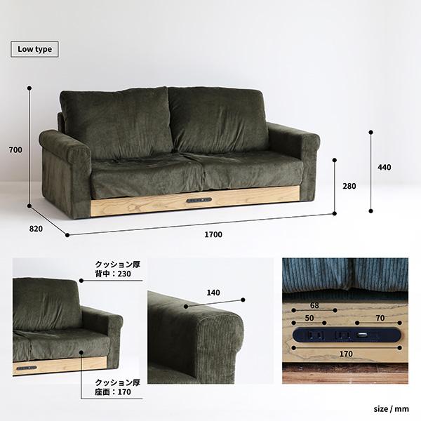 【地域制限有】【メーカー直送】市場 Rasic LP Sofa カーキ RAS-3396KH