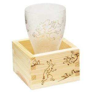 アデリア:枡付き日本酒グラス 100ml プレミアム鳥獣戯画シリーズ 6604 枡 日本酒 お酒 グラス コップ 鳥獣 戯画 100ml 6604