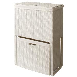 宮武製作所:ランドリーボックス アイボリー ディアリオ 縦型2段式 ランドリーバスケット ランドリーラック ラタン RB-500