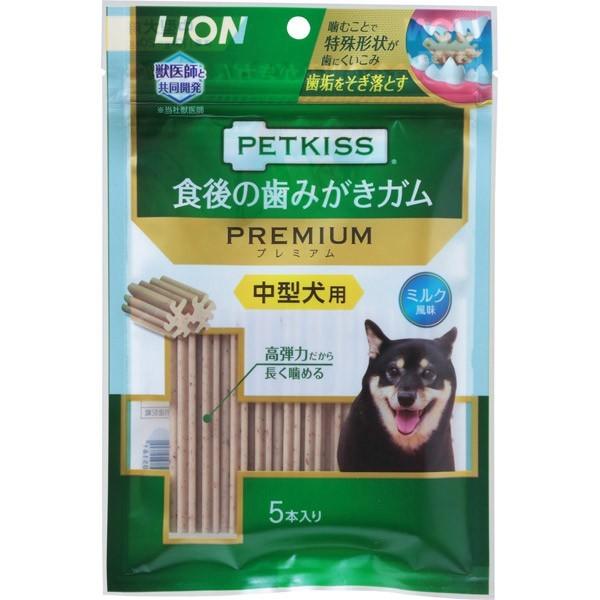 ライオン商事:PETKISS 食後の歯みがきガム プレミアム 中型犬用 5本 49033510051...