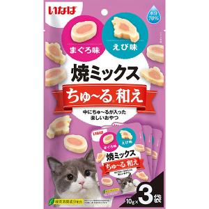 いなばペットフード:いなば 焼きミックスちゅ〜る和え まぐろ味とえび味 10g×3袋 4901133408670 いなば｜cocoterracemore