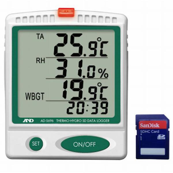 A&amp;D(エーアンドディー):温湿度SDデータロガー AD-5696 ●温度、湿度、熱中症指数（WBG...