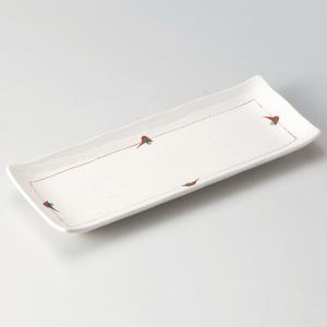 和食器 赤絵ラインソギ焼物皿 27.7×10.9×2.8cm 長角皿 トレー うつわ おうち 陶器 カフェ おしゃれ 軽井沢 春日井｜cocottepot