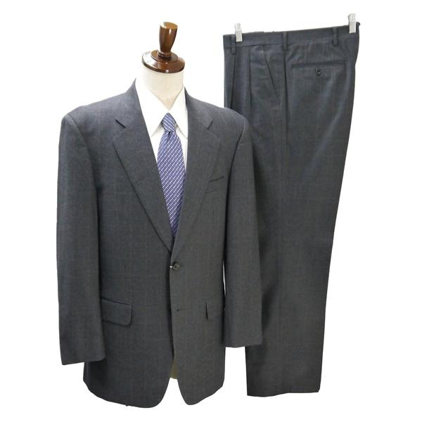 DAKS LONDON 2つボタン シングルスーツ 袖口4つボタン A6 M ダークグレー ウインド...