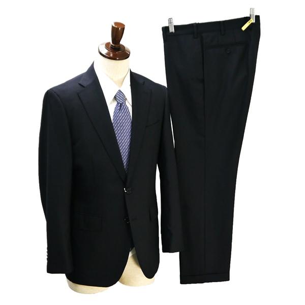 HILTON 2つボタン シングルスーツ 袖口4つボタン A5 M ダークグレー ストライプ ノータ...