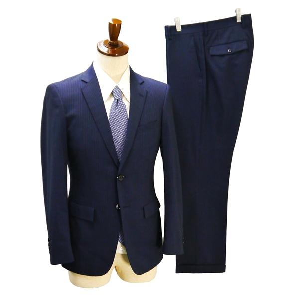 オリヒカ 2つボタン シングルスーツ 袖口4つボタン Y5 M ダークネイビー ストライプ ノータッ...