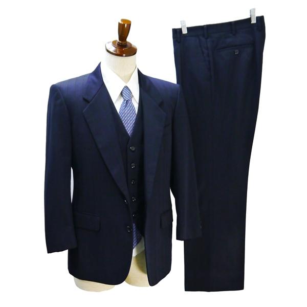 DAIDOH 3ピース 2つボタン シングルスーツ 袖口3つボタン A4 S ダークネイビー ストラ...