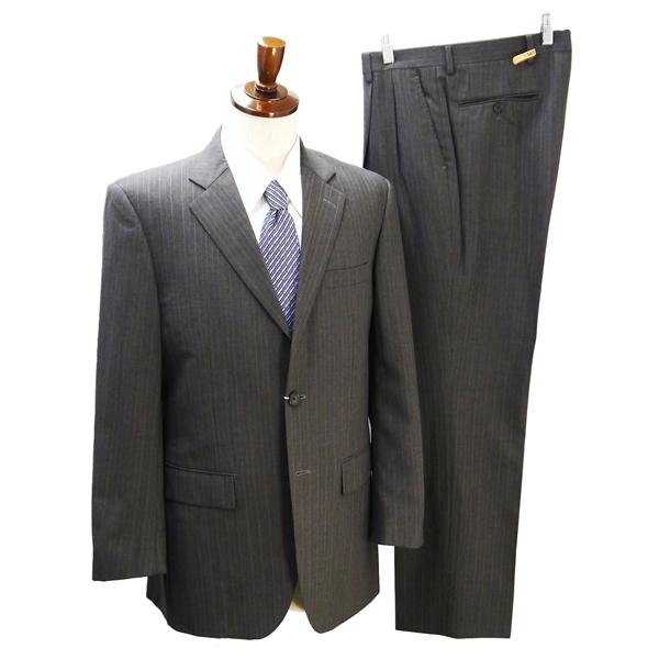 ダーバン MONSOON 2つボタン シングルスーツ A5 M ブラウンがかったダークグレー ストラ...