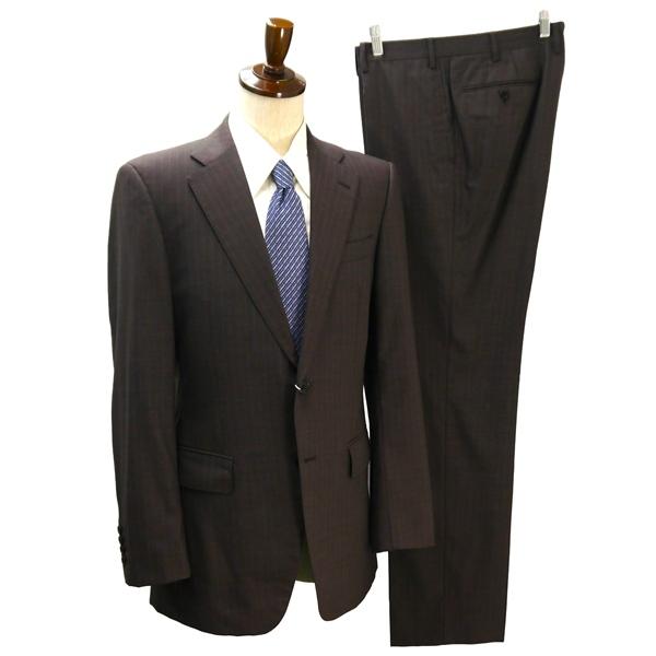 P.S.FA 2つボタン シングルスーツ A8 XL ダークブラウン 農茶色 ストライプ ノータック...