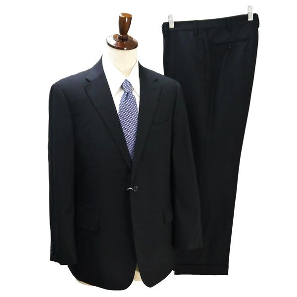 HILTON 2パンツ 2つボタン シングルスーツ BE5 L ブラック ストライプ ノータック 本...