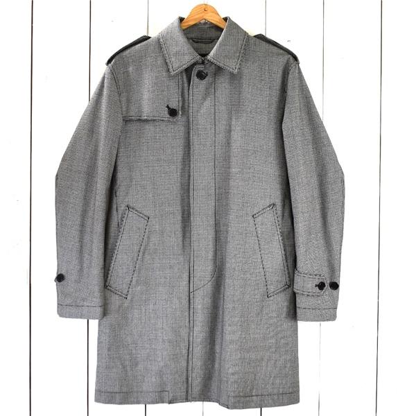 シップス SHIPS 比翼仕立て 5つボタン シングル コート M ダークグレー 千鳥格子 腰ベルト...