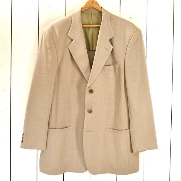 KEN COLLECTION 麻リネン混 3つボタン シングル ジャケット L ベージュ 袖口3つ釦...