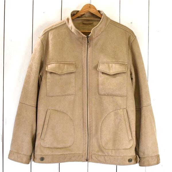 トップバリュ TOPVALU フルジップアップ ポリエステル スエードジャケット L ベージュ 裏地...