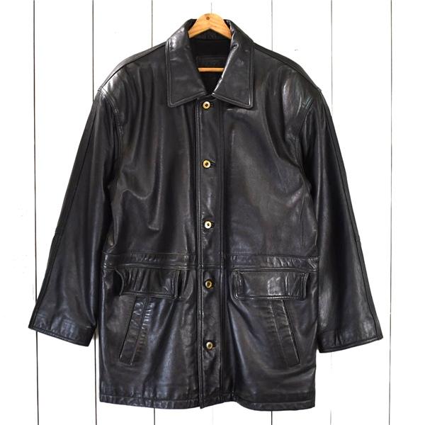 CF company 4つボタン シングル ラムレザー100％ カーコート XXL ブラック 秋冬対...