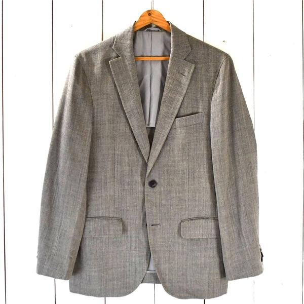 ニューヨーカー NEWYORKER 麻リネン混 2つボタン シングル ジャケット A5 / M グレ...