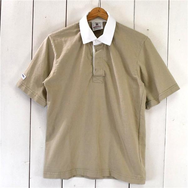 カナダ製 バーバリアン BARBARIAN コットン100％ ラガーシャツ S ベージュ クレリック...