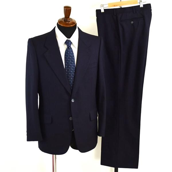 ダーバン 2つボタン シングルスーツ M Y6 ダークネイビー ストライプ ノータック 131512...