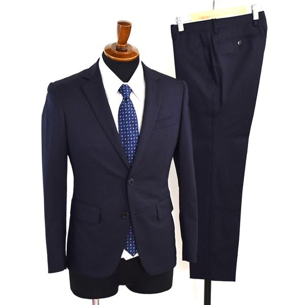 美品 ユニバーサルランゲージ 2つボタン シングルスーツ S YA3 ダークネイビー ノータック N...