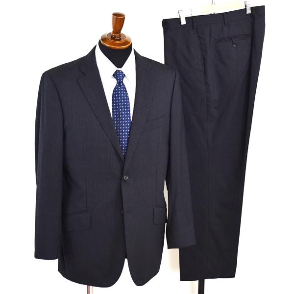 ポールスチュアート 2つボタン シングルスーツ L AB6 ダークグレー ストライプ 40D02-6...