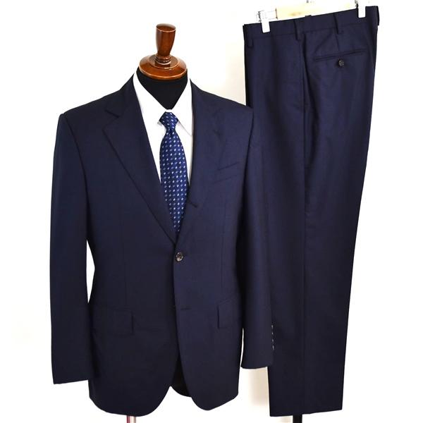 Jプレス 段返り 3つボタン シングルスーツ M A5 ダークネイビー グレンチェック ノータック ...