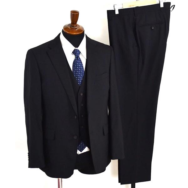 美品 パーソンズ フォーメン 3ピース 2つボタン シングルスーツ M AB4 ブラック ストライプ...