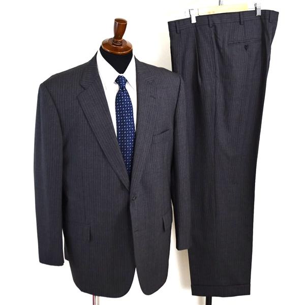 ブルックスブラザーズ 2つボタン シングルスーツ XL AB8 ダークグレー ストライプ 袖口3つ釦...