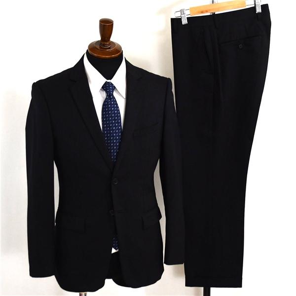 オリヒカ 2つボタン シングルスーツ S Y5 ブラック ストライプ ノータック 袖口4つ釦 開き見...