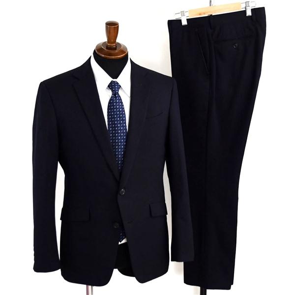 スーツセレクト 2つボタン シングルスーツ M A5 ダークネイビー ストライプ 袖口4つ釦 開き見...