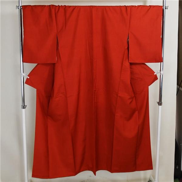 着物 正絹 女性 色大島紬 絣 小紋 袷きもの 赤 橙色 オレンジ 身丈153cm 絹100％ 普段...