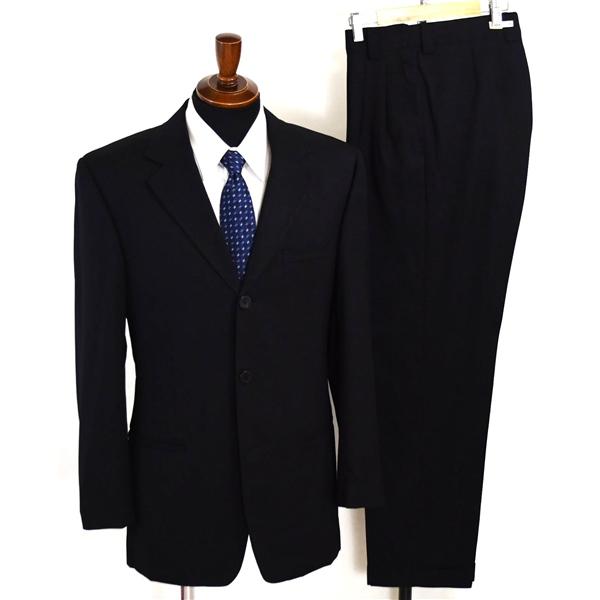 VERSACE 3つボタン シングルスーツ M A6 ブラック ツータック 袖口3つ釦 開き見せ ヴ...