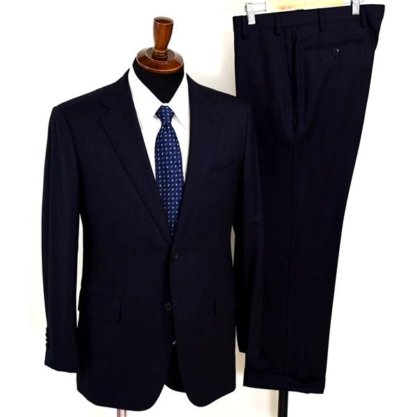 美品 ユナイテッドアローズ 2パンツ 2つボタン シングルスーツ M A5 ダークネイビー ノータッ...