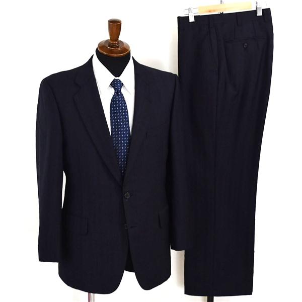 バーバーリー モヘア混生地 2つボタン シングルスーツ M A6 ダークネイビー ストライプ ノータ...