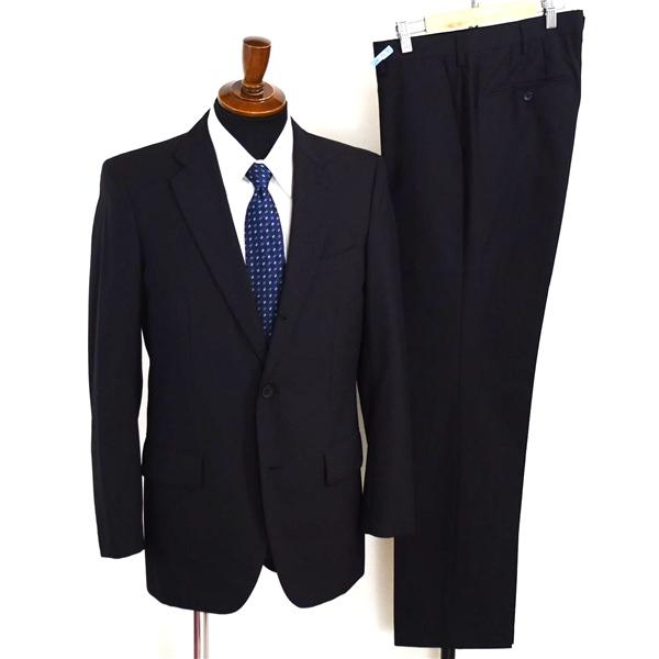 ユニクロ 段返り 3つボタン シングルスーツ M A5 ブラック ノータック 袖口4つ釦 開き見せ ...