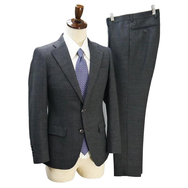 スーツセレクト 2つボタン シングルスーツ 袖口4つボタン Y4 S ダークグレー ワンタック 本切...