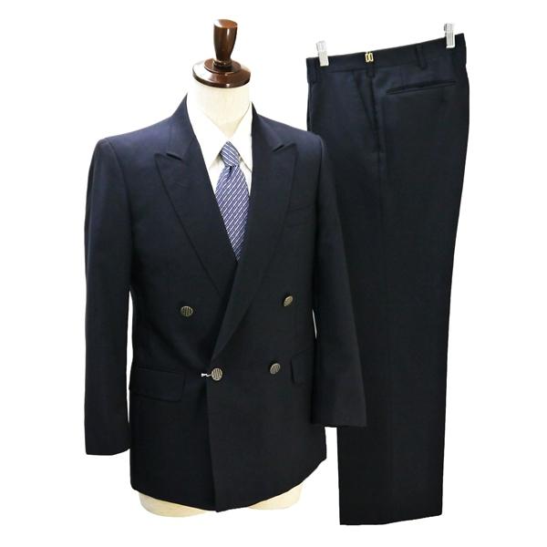 DAKS ダックス 4つボタン ダブルスーツ 袖口3つボタン A4 S ダークネイビー 濃紺色 ワン...