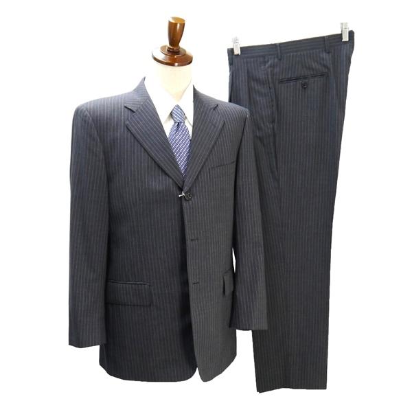 美品 Dino 2パンツ 3つボタン シングルスーツ A5 M ダークグレー 暗灰色 ストライプ ツ...