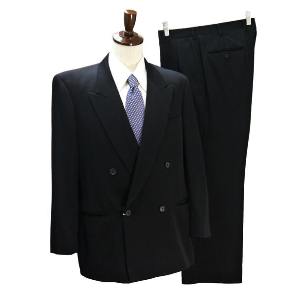 ピエールカルダン 4つボタン ダブルスーツ 袖口3つボタン AB6 L ブラック 黒色 ツータック ...