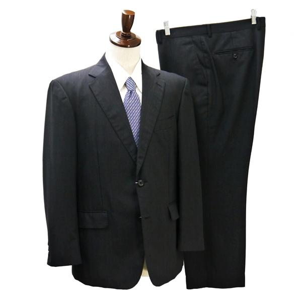 WINDSEL 2つボタン シングルスーツ 袖口3つボタン BE6 XL ダークグレー ストライプ ...