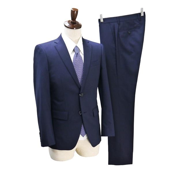 新品同様 美品 TOPVALU 2つボタン シングルスーツ Y4 S ダークネイビー ストライプ ノ...