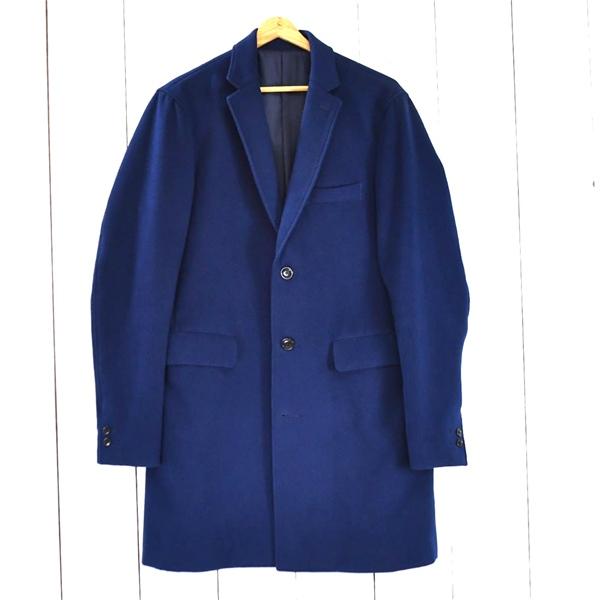 ビームス BEAMS 3つボタン シングル チェスターコート L ダークネイビー 袖口2つ釦 本切羽...