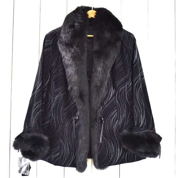 レディース) 新品同様 未使用品 美品 CURASTYLE 毛皮ブルーフォックス ジャケットコート ...