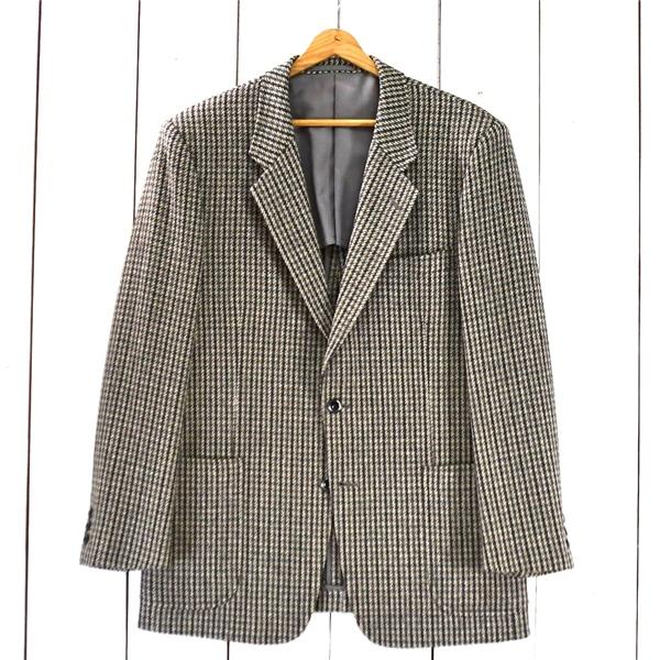 DERLLEM 2つボタン シングル ツイード ジャケット L グレーベース ガンクラブチェック 袖...