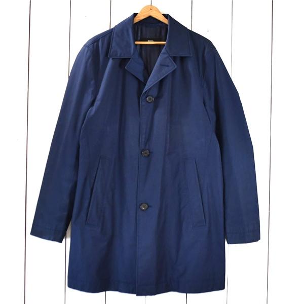 ヒューゴボス BOSS コットン混 4つボタンシングル コート 50 / XL ダークネイビー 総裏...