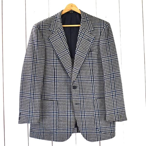 DAKS ダックス 2つボタン シングル ツイード ジャケット A5 / M グレーベース オーバー...